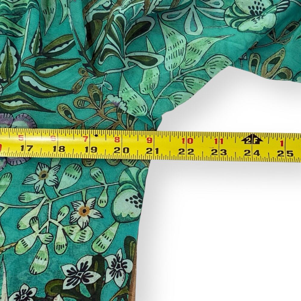Soft Surroundings Luau Garden Blouse Womens S Green Floral Pintuck Sheer Chiffon - Picture 7 of 8